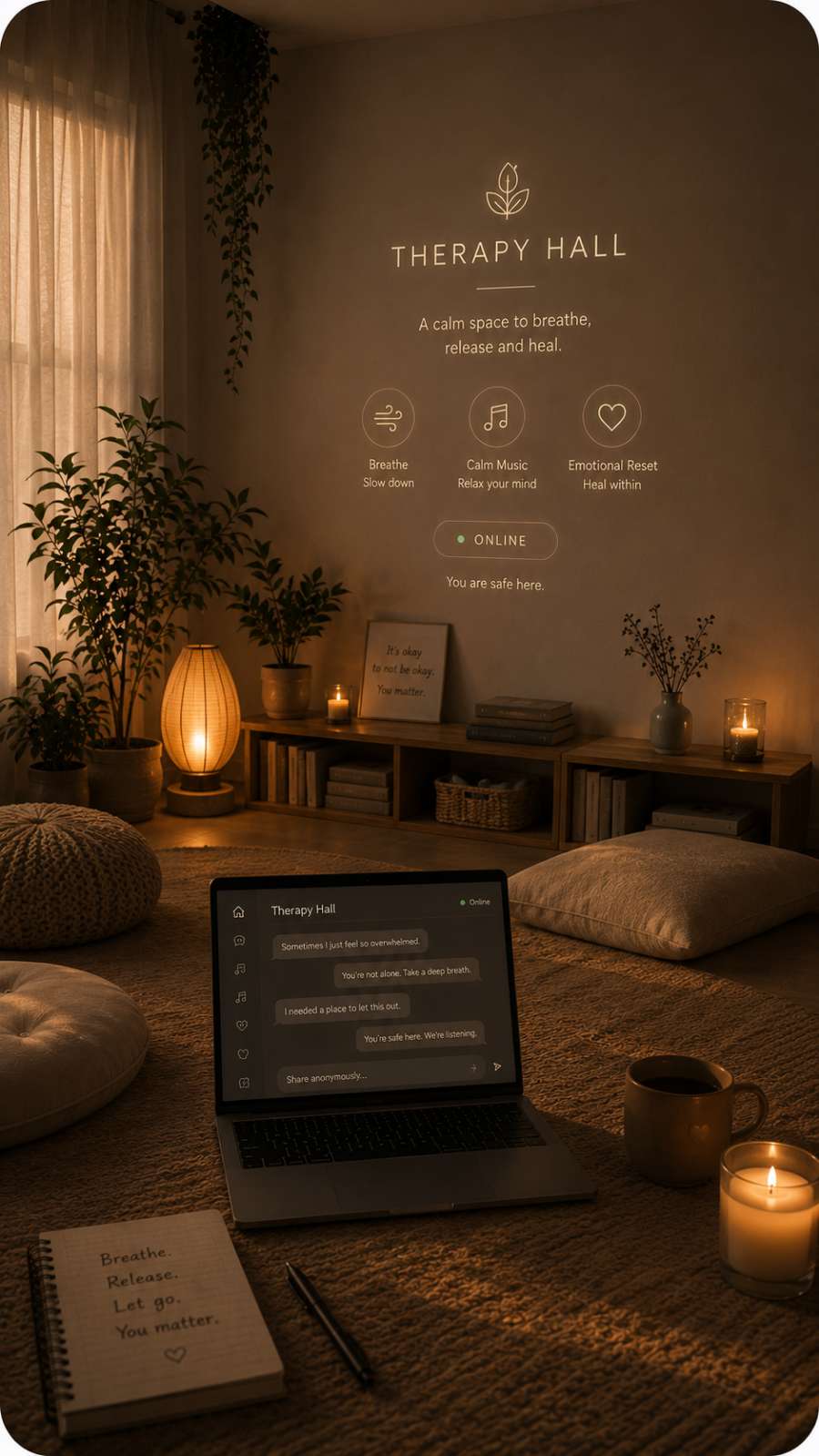 peaceful meditation and wellness space